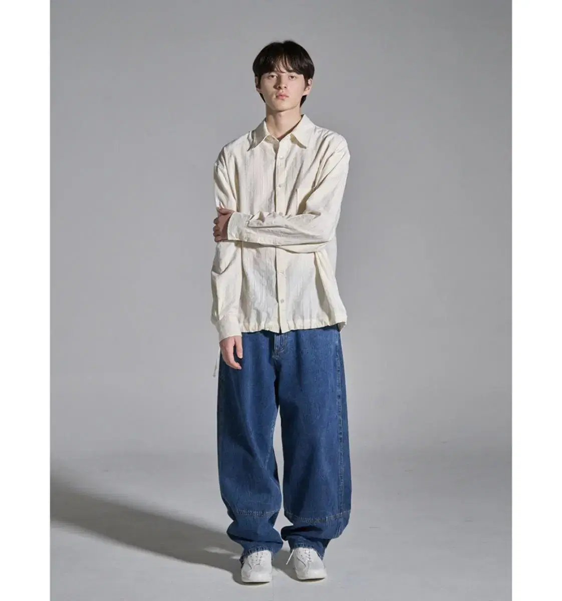 노운 팬츠 maxi wide denim pants (mid blue)